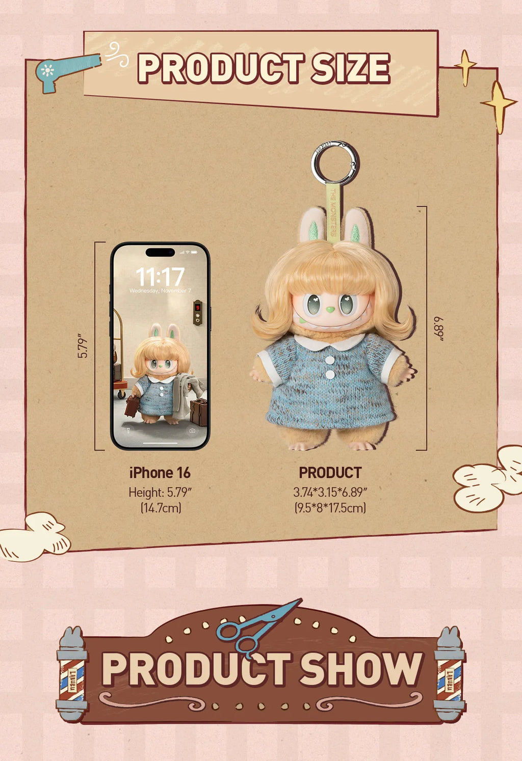 THE MONSTERS Hair Salon Series - Vinyl Plush Pendant Blind Box