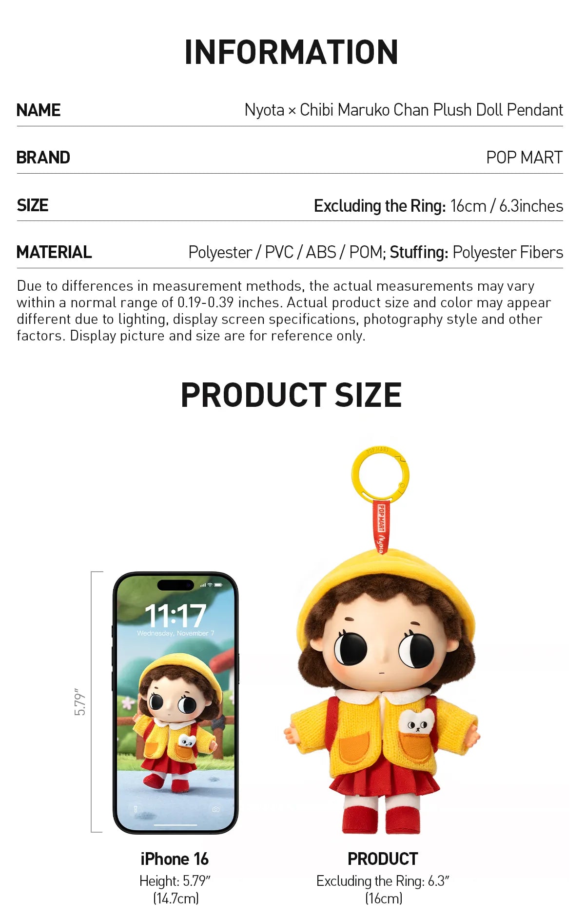 Nyota × Chibi Maruko Chan Plush Doll Pendant