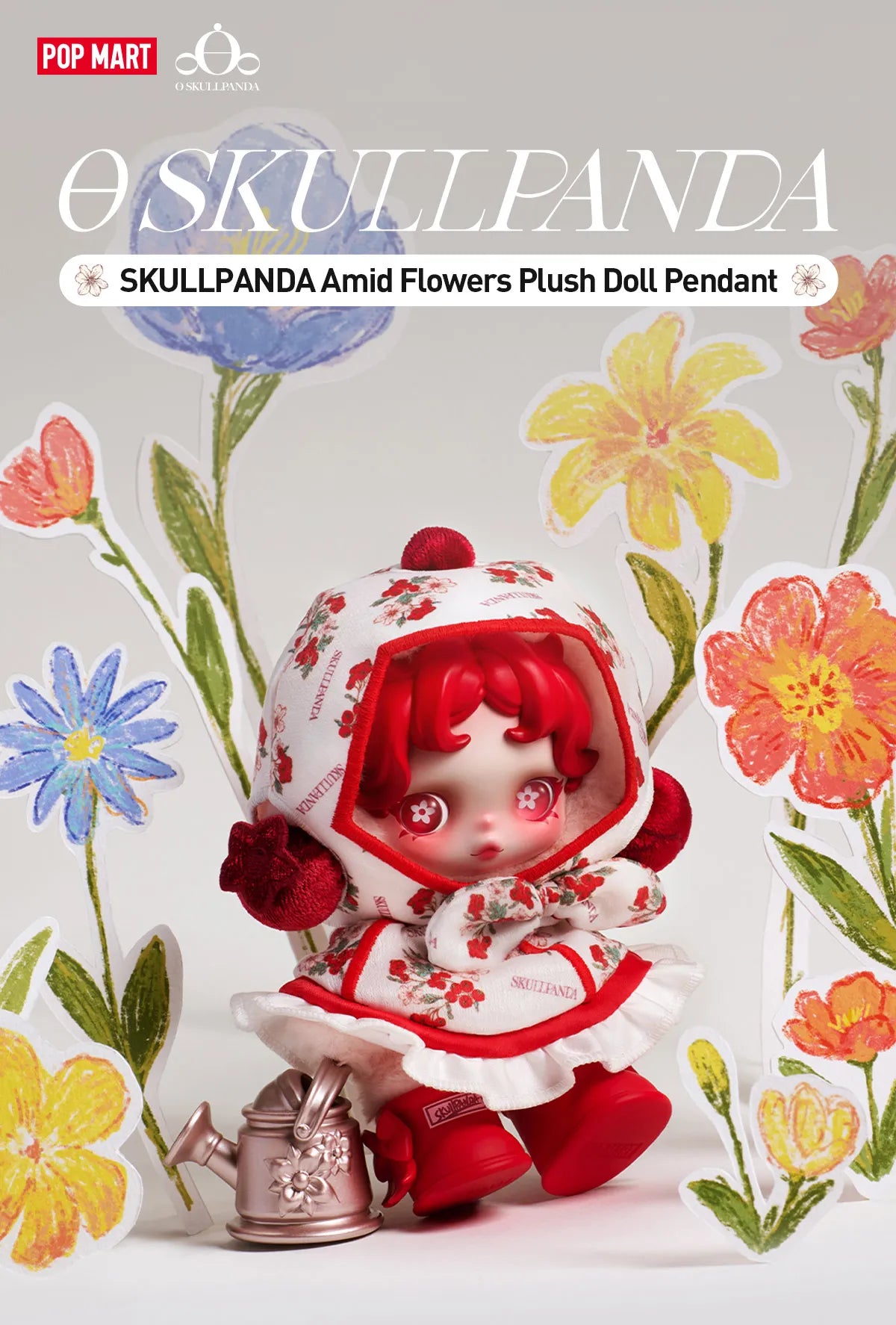 SKULLPANDA Amid Flowers Plush Doll Pendant