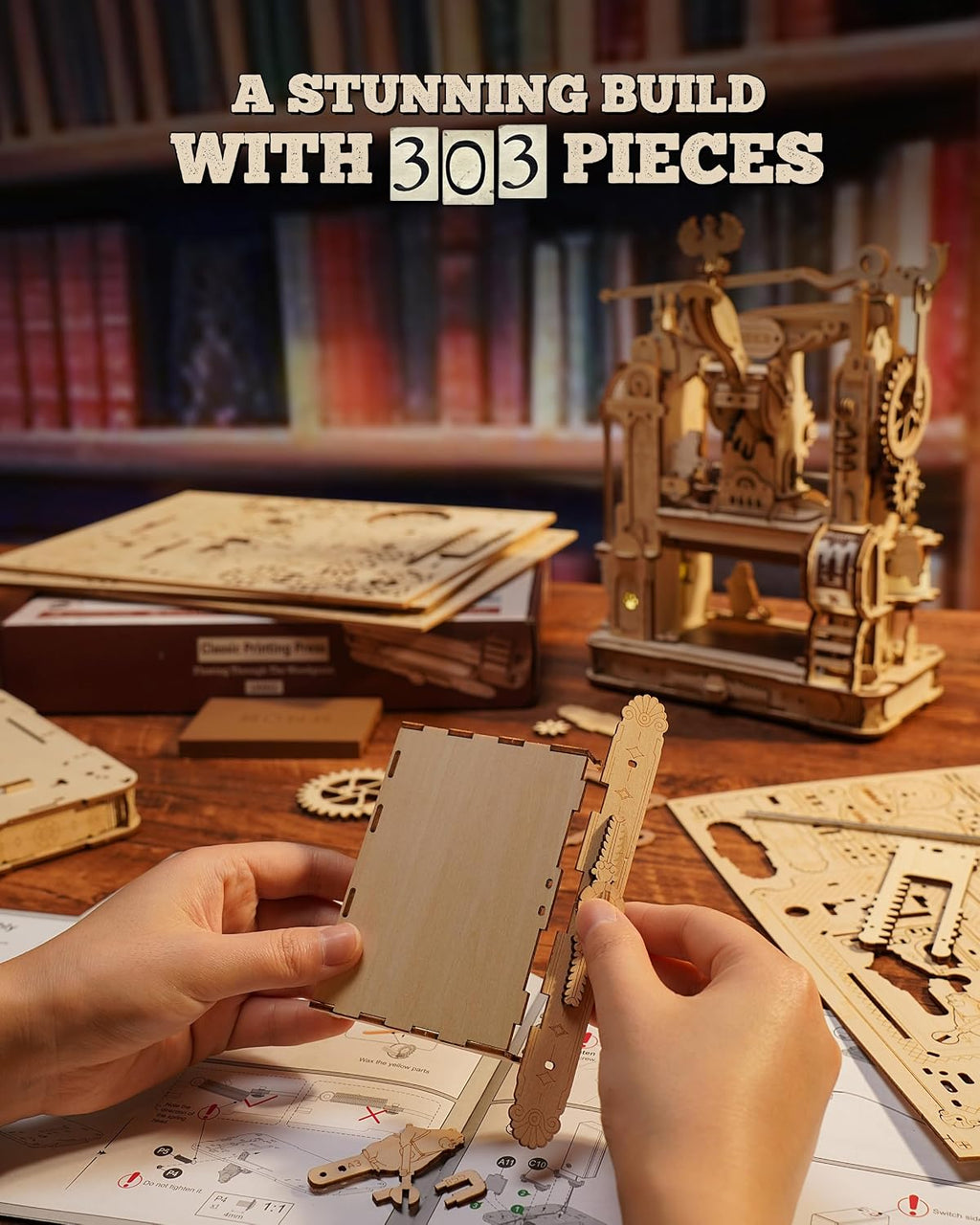 Rokr RLK602 Printing Press 3D Wooden Puzzle