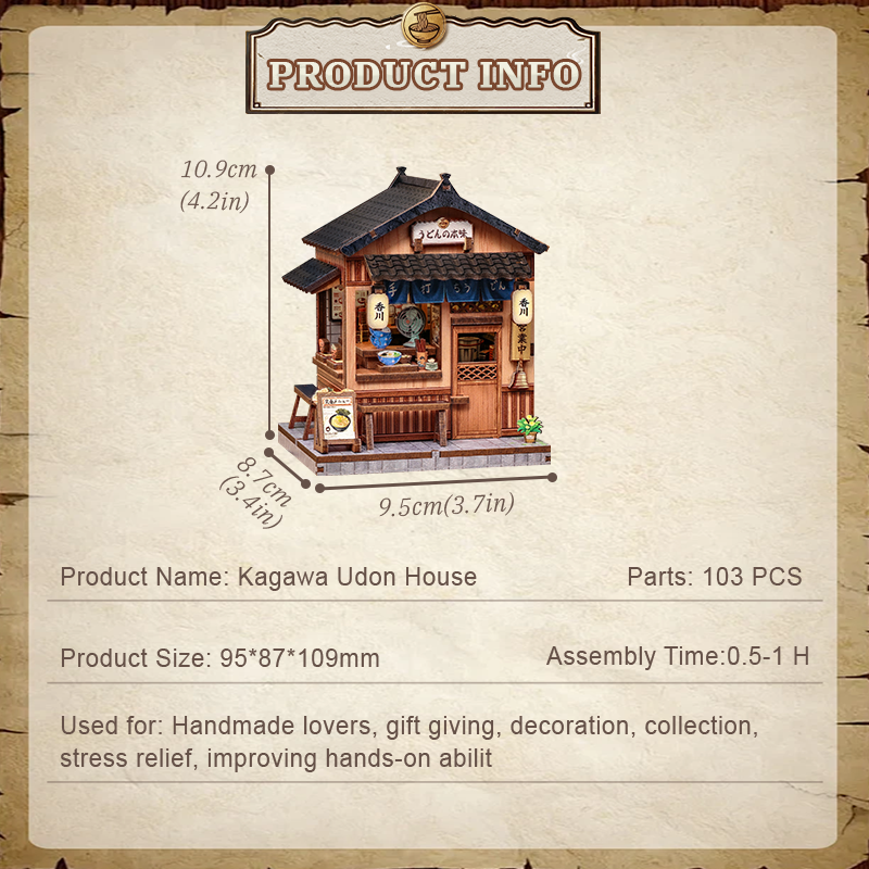 Cutebee CWGA115 Kagawa Udon House DIY Miniature Kit for Beginners